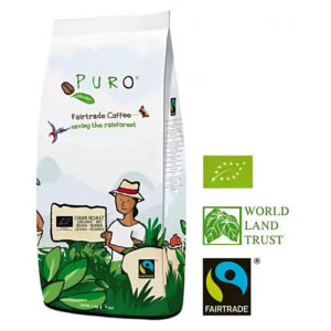 Kavos pupelės Puro Fairtrade Organic Dark